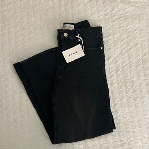 Frame Denim Women's High Rise wide leg Black Jeans- le palazzo